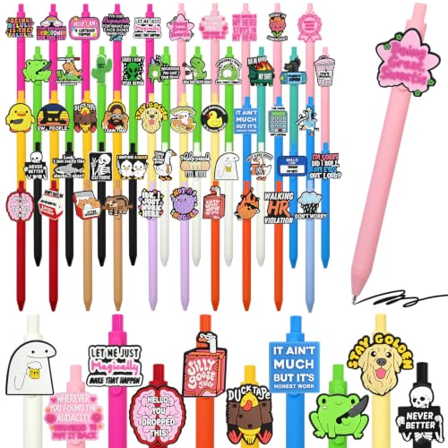 50PCS Funny Pens Bulk Retractable Ballpoint Pen Cute Stationery Supplies - color: Funny-50P