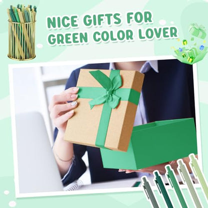 100 Pcs Ballpoint Gel Pens Bulk Retractable, Green Series - style: Green Series