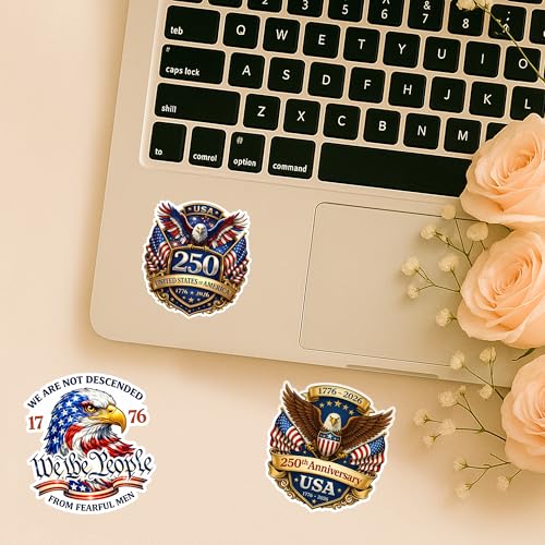 4 Pcs 250th Anniversary Stickers USA 250th - Patriotic Waterproof Vinyl - color: America 250 Stickers