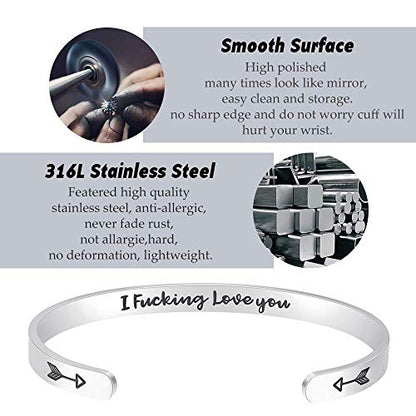 Fesciory Inspirational Bracelets for Women, Stainless Steel Cuff Bangle - color: Silver-27