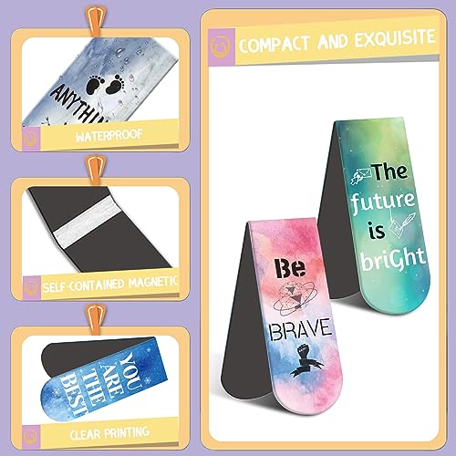 Kaluofan Larger Size 15PCS Inspirational Magnetic Bookmarks, Double Sided Magnet Book Markers Page Clip for Students Teachers Reading Supplies - size: 1 Set (Larger Size)