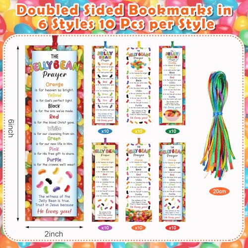 Dispowreath 60 Pcs Jelly Bean Prayer Religious Christian Bookmarks Church - style: Jelly Bean