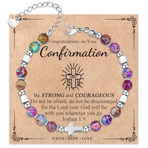 Cross Bracelet for Women Girls, Christian Gifts for Daughter Granddaughter Sister In Christ Friend Niece, Baptism Confirmation First Communion Gifts for Girls - color: Confirmation