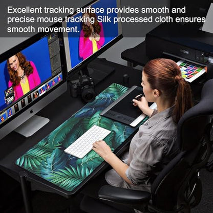 XXL Gaming Mouse Pad 35.4x15.7 Professional Large Mouse Pad & Computer Game Mouse Mat-90x40 Greenleaf - color: Greenleaf, size: 35.4L x 15.7W inches
