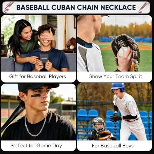 MEALGUET Stainless Steel Baseball Cross Cuban Chain Necklace Inpirational Gifts for Men - style: Philippians 4 13 - Silver