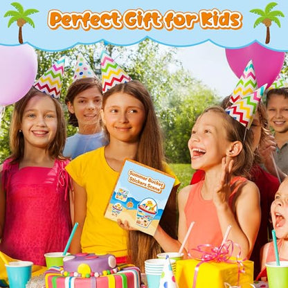 CY2SIDE Summer Bucket Scene Sticker - 12 Set Summer Beach Ocean Animal Sticker for School Rewards, Make Your Own Bucket with Sands Scene Activities Holiday Vacation Party Supplies - style: Summer bucket
