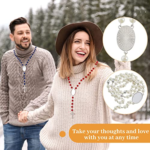 Taiyin 12 Set Sublimation Blanks Rosary Beads Necklace, Mixed Colors - color: Mixed Colors
