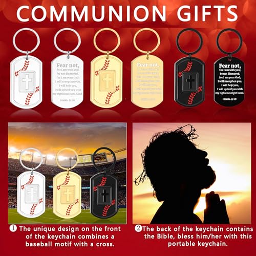 Football/Baseball/Soccer/Basketball Keychain for Men Sport Gifts for Men - color: Black, style: Baseball-isaiah 41:10