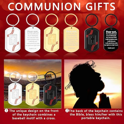 Football/Baseball/Soccer/Basketball Keychain for Men Sport Gifts for Men - color: Black, style: Baseball-isaiah 41:10