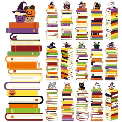 Halloween Book Tracker Bookmarks - 150 Pcs Bookshelf Bookmark Pumpkin Ghost Witch Double-Sided Page Book Markers Gifts for Women Men Office Reading Holiday Party Rewards Supplies - color: Halloween Pumpkin Ghost