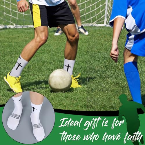 4 Pairs Cross Grip Soccer Socks, Us Size 6-12 - color: Black, White, Light Gray, Dark Gray, style: Bible Verse