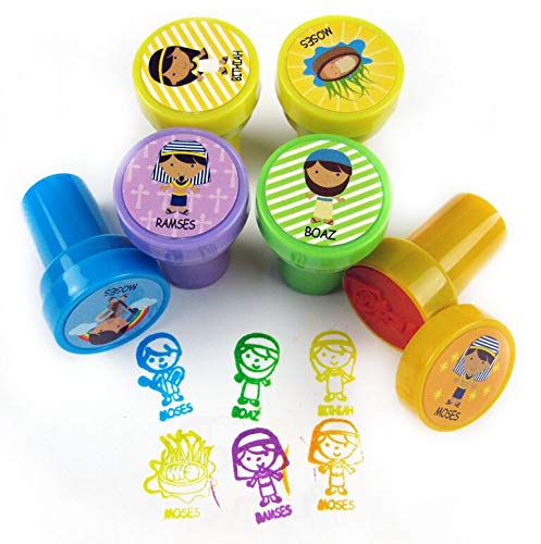 TINYMILLS 50 Pcs Bible Characters Religious Assorted Stampers for Kids