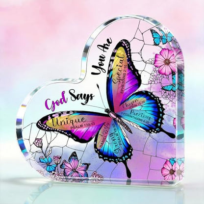 Butterfly Christian Gifts for Women Birthday Unique 6", Inspirational Religious Gifts for Mom, Friends, Coworker, Encouragement Gift for Her, Girl, Sister Bestie, Spiritual Home Decorative Acrylic Signs Plaque- Dream Purple - style: Butterfly- Dream Purpl