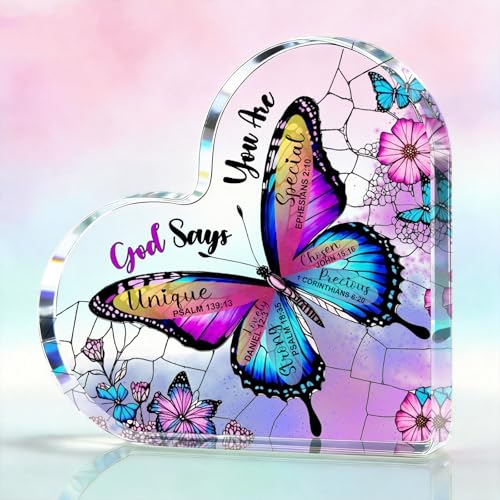Butterfly Christian Gifts for Women Birthday Unique 6", Inspirational Religious Gifts for Mom, Friends, Coworker, Encouragement Gift for Her, Girl, Sister Bestie, Spiritual Home Decorative Acrylic Signs Plaque- Dream Purple - style: Butterfly- Dream Purpl
