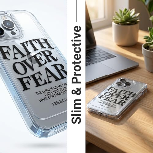 Bible Phone Case Faith Over Fear Christian Bible Verse Psalms 118:6- TPU Frame Full-Body Protective Cover for iPhone 17/16/15/14/13 Pro Max, Pro, Plus - IP 14 PRO MAX Clear - color: Clear, size: iPhone 14 Pro Max