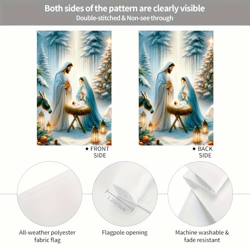BlissYard Christmas Garden Flag 12x18 Inch Nativity Family Yard Decor - color: garden flag #1