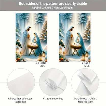 BlissYard Christmas Garden Flag 12x18 Inch Nativity Family Yard Decor - color: garden flag #1