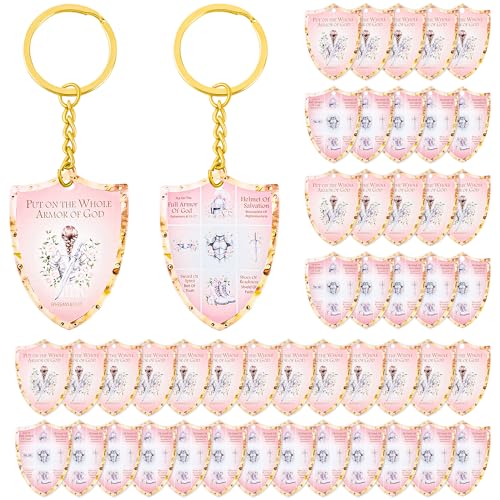48 Pcs Christian Put on The Whole Armor of God Keychain Religious Gifts for Women