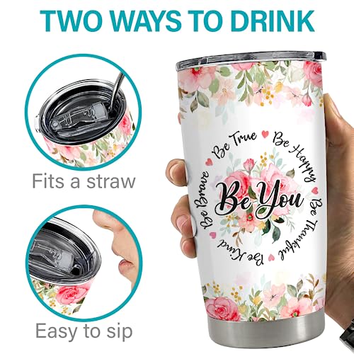 SANDJEST Sometimes You Forget You're Awesome Tumbler 20oz Inspirational Gifts Stainless Steel Insulated Tumblers Coffee Travel Mug Cup Gift for Coworkers Friends Sister Birthday Christmas - color: Inspirational