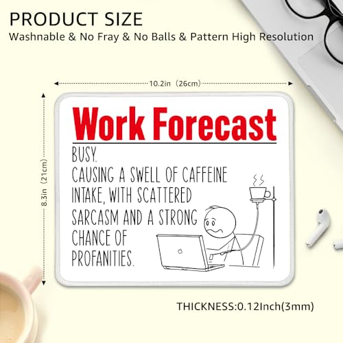 Work Forecast Non-Slip Mouse Pad with Stitched Edge, Funny Sarcastic Mouse Mat Gifts for Colleague Coworkers, Office Humor Birthday Gifts for Women Work Friends Leader Boss Employees - color: Multi-Red