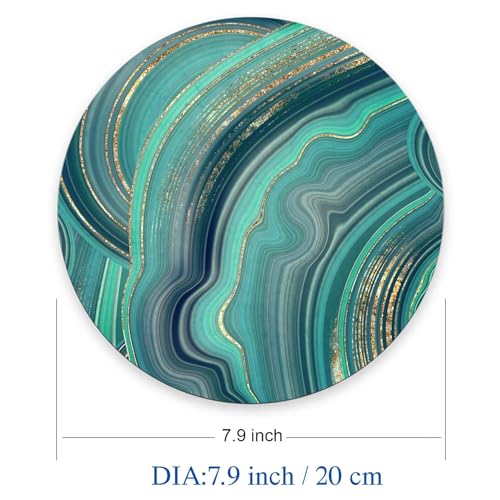 Mouse Pad, Cute Mousepad with Design, Round Luxury Green Marble Mat, Small Non-Slip Rubber Gaming Pads, Office Home Personalized Pad 7.9×7.9×0.12 inches - color: Luxury Green Marble