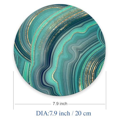 Mouse Pad, Cute Mousepad with Design, Round Luxury Green Marble Mat, Small Non-Slip Rubber Gaming Pads, Office Home Personalized Pad 7.9×7.9×0.12 inches - color: Luxury Green Marble