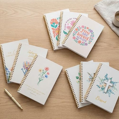 Christian Notebook Set of 3 - Bible Study Prayer Journals, Joyful Bloom