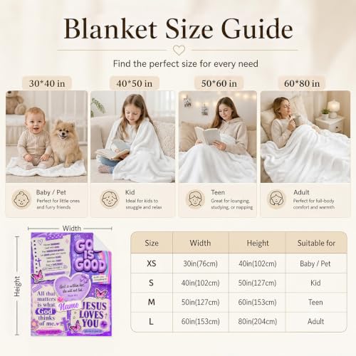 Kids Blanket Custom God Theme, Cozy Soft Flannel Throw for Living Room - color: Purple