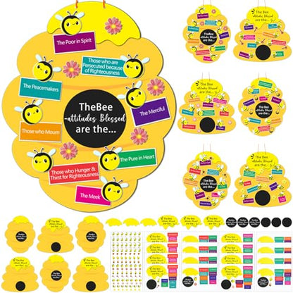 24 Sets Bee Attitude Sign Craft Kit, Beatitudes Bible Craft