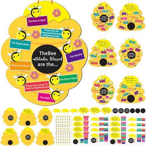 24 Sets Bee Attitude Sign Craft Kit, Beatitudes Bible Craft