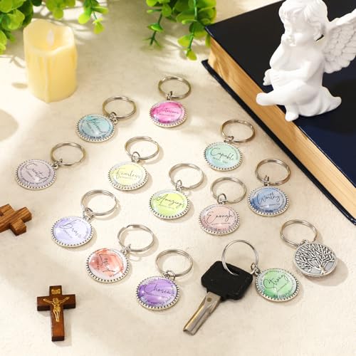 Equsion 36 Pcs Christian Keychain Bulk Mini Bible Keychains, Watercolor - color: Watercolor