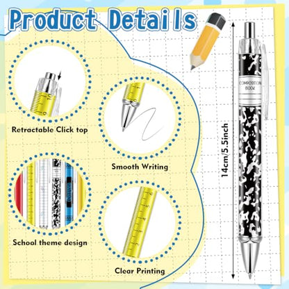 30 Pcs Teachers Pens Bulk Back to School Gifts Cute Retractable Ballpoint Pens Black Ink Writing Pen First Day of School Gift for Classmates Coworker Staff Office Supplies - style: School