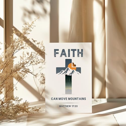 Faith Can Move Mountains Card Christian Encouragement Cards Matthew 17:20 Bible Verse Faith Greeting Gift for Friend Bestie Prayer Partner Family Coworker - color: Faith Can Move Mountains Matthew 17:20