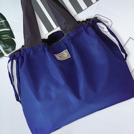 Casual Large Foldable Shopping Bag, Reusable Grocery Bags, Waterproof Portable Lightweight Tote Bag for Daily Use - color: Royal Blue Drawstring Tote, style: Modern