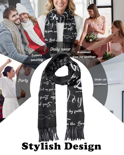 Prayer Shawls for Women Inspirational Scripture Scarf Wrap - color: Black