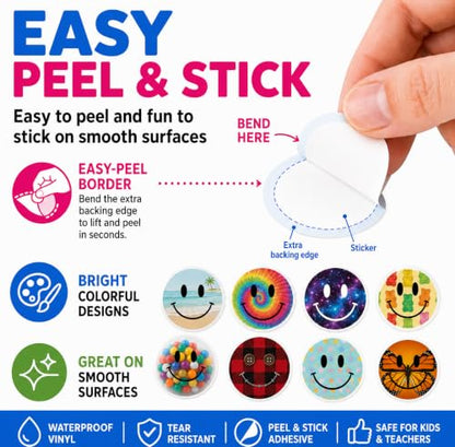 Fun Smiley Face Stickers, 50 Pcs, 2.12 Inch Waterproof Party Pack - color: Fun Smiley