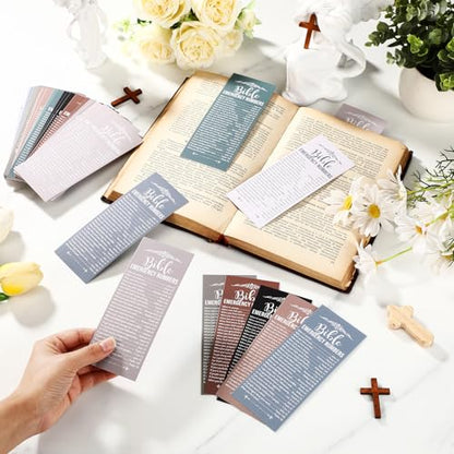 Motiskyy 100 Pcs Bible Emergency Numbers Bookmark Gift, Morandi - color: Morandi