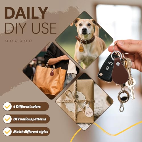 30 Pcs Leather Keychain Blanks, Leather Key Fob Kit Laser Engraving Blanks - color: Brown 2