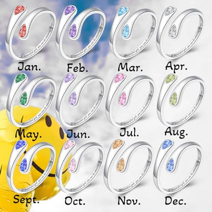 Jinlou Thumb Rings for Women - 925 Sterling Silver Birthstone Open Teardrop Encouragement Adjustable Ring Women Gifts for Teens Mom Birthday Mother's Day St Patricks Day - color: October, style: Beautiful you can do amazing things
