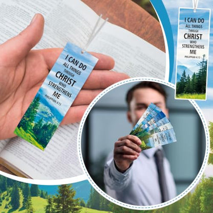 Dispowreath 60 Pcs I Can Do All Things Through Christ Bookmarks Religious Philippians 4: 13 Bookmarks Church Exchange Gifts for Men & Women Sunday School Vbs Church Prizes Party Favors - style: I Can Do All Things Through Christ