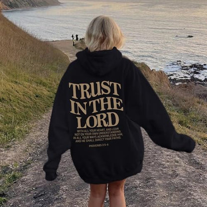 Tuislay Trust In The Lord Hoodie Christian Sweatshirts Women - color: Black, size: XX-Large