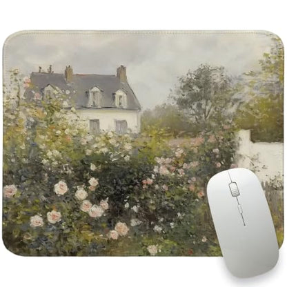 UTELKA Pink Green Flroal Mouse Pad, Rose Garden Wildflower Mousepad - color: Pink Rose Garden, size: 10.2L x 8.2W inches