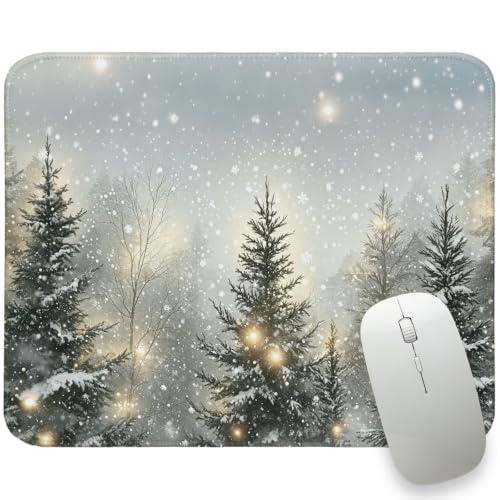 UTELKA Winter Pine Tree Mouse Pad, Christmas Tree Snowy Mousepad for Desk - color: Winter Pine Tree, size: 10.2L x 8.2W inches
