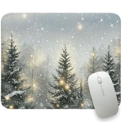 UTELKA Winter Pine Tree Mouse Pad, Christmas Tree Snowy Mousepad for Desk - color: Winter Pine Tree, size: 10.2L x 8.2W inches