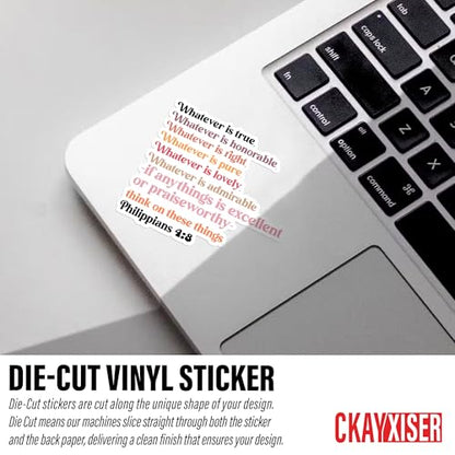 (3Pcs) Philippians 4:8 Whatever is True Whatever is Noble Whatever Stickers Bible Christian 3" Waterproof Vinyl Sticker for Laptop, Water Bottle, Tumbler, Accessory Gifts for Her Him 3 Inches - size: 3x3