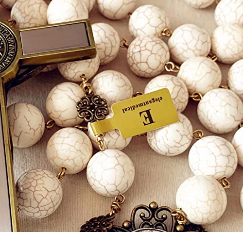 elegantmedical HANDMADE Large 20mm White howlite beads Home St.Benedict Wall Rosary Catholic cross/crucifix box GIFTS