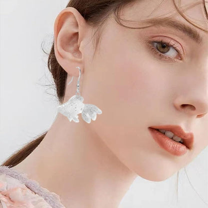 Anmpab Beach Funny Cute Goldfish Dangle Drop Earrings Lovely Resin Transparent Fish Earrings for Women - color: White