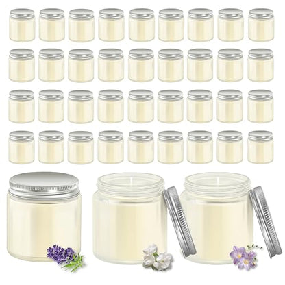 ACITHGL 36 Pcs 4oz Mini Mason Jar Candles Small Scented Candles Bulk Aromatherapy Ideal Souvenir Favors for Wedding Birthday Party (Freesia, Lavender, Jasmine, Silver) - color: Silver, style: Freesia, Lavender, Jasmine