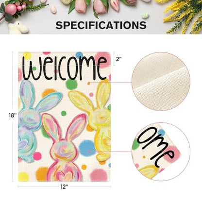 AVOIN colorlife Easter Painted Bunnies Garden Flag 12x18 Inch Outside - size: Garden Size-12 x 18"
