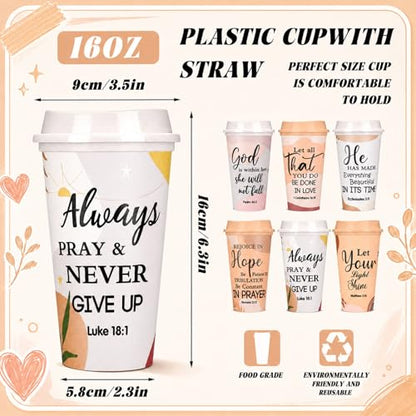 Skylety 12 Pack Christian Gifts for Women Mother's Day Scripture Coffee Cups with Lids 16 oz Bible Verse Tumbler PP Travel Coffee Mug for Mom Teachers Pastor Wife Church Party Favor(Boho) - style: Bohemian
